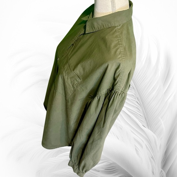 Rails ‘Janae’ High Low Button-Down Shirt in Green “Olive Smoke” Size Medium - Picture 8 of 15